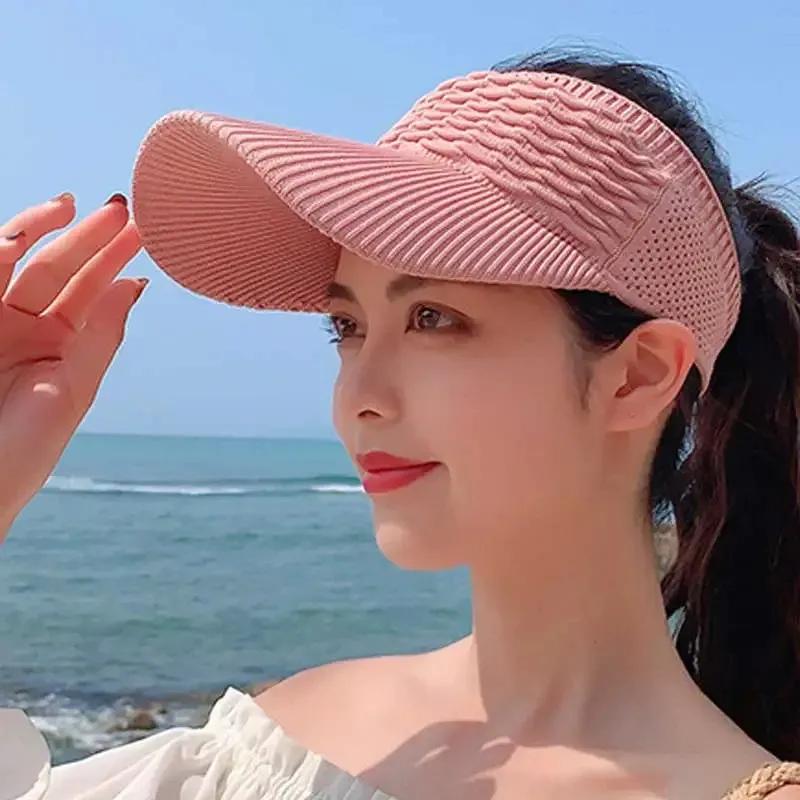 

New Women Anti-UV Sun Hats Breathable Adjustable Empty Top Visor Caps for Men Tennis Golf Running Travel Beach Sport Outdoor Hat білий