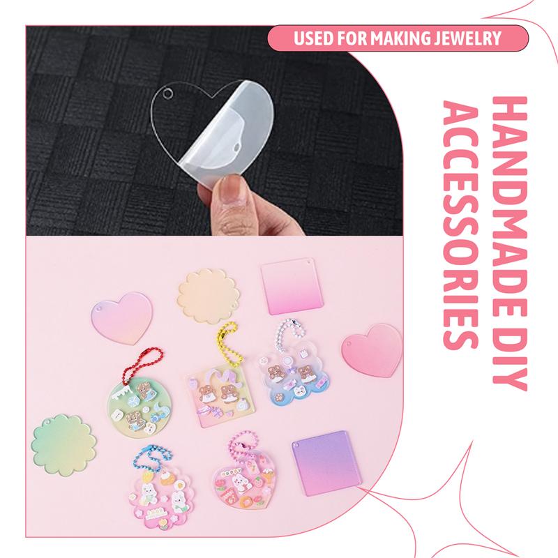 ABWR-100Pcs Acrylic Keychain Blanks Decoration Crafts Round Heart-Shaped Acrylic Blanks Keychain For DIY Keychain And Tags