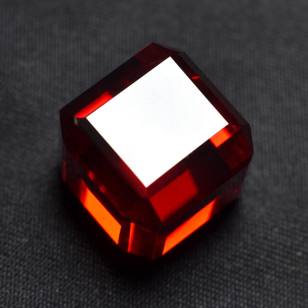 Lab-Created Red Ruby Loose Gemstone Cube Cut 51 ct for Jewelry Making and Gem Collections