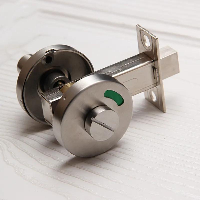 Bathroom Indicator Lock Commercial Keyless Door Lock Universal Barn Door Bolt Stainless Steel WC Toilet Door Lockset Knob