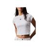 Embroidered Logo Slim Fit Short Sleeve Ribbed Crew Neck T-Shirt Women Tops Bright-White J20J218337-YAF