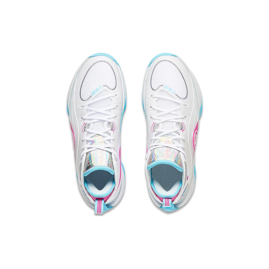 New LINING Shadow 5 Basketball Shoes Men Low Top Standard White/Rose Red ABPT053-2