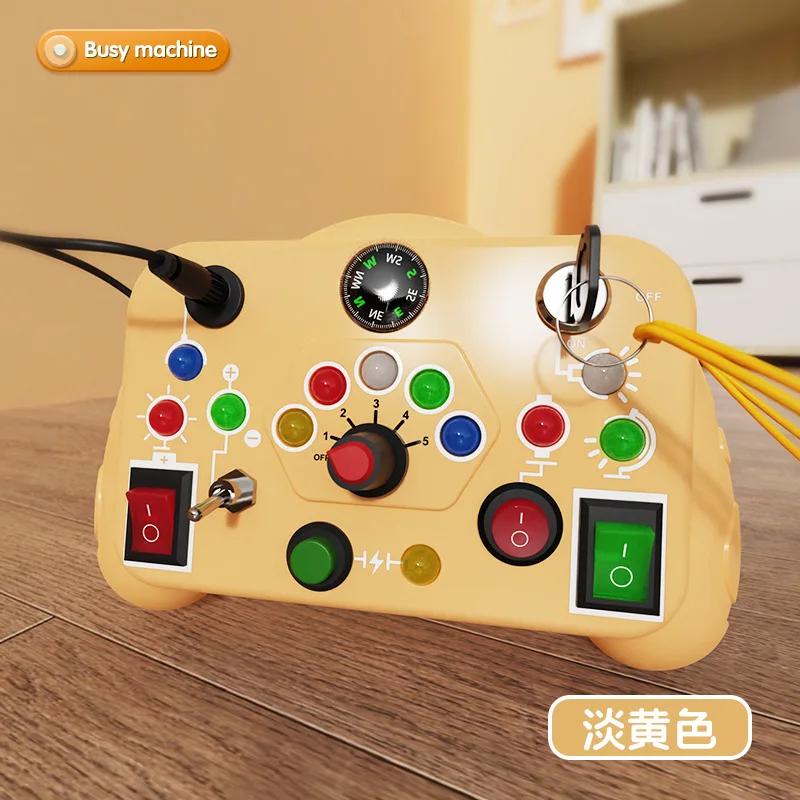 Sensory Toys Cartoon Montessori Busy Board with LED Light Switch Control Board Travel Activities Children Game for 2-4 Years Old