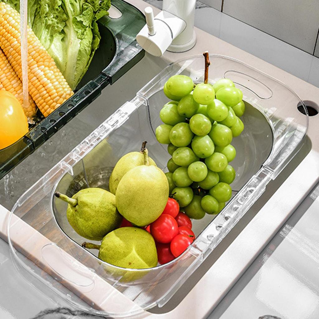 Extendable Strainer Basket Household for Dishes Pasta Drain Vegetables Clear