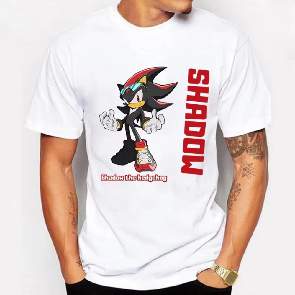 

Sonics Adult Cotton T-shirt Summer Fashion Printed Top Man Women Anime Cute Clothe Short Sleeve Clothing Shadow The Hedgehog Tee 4XL