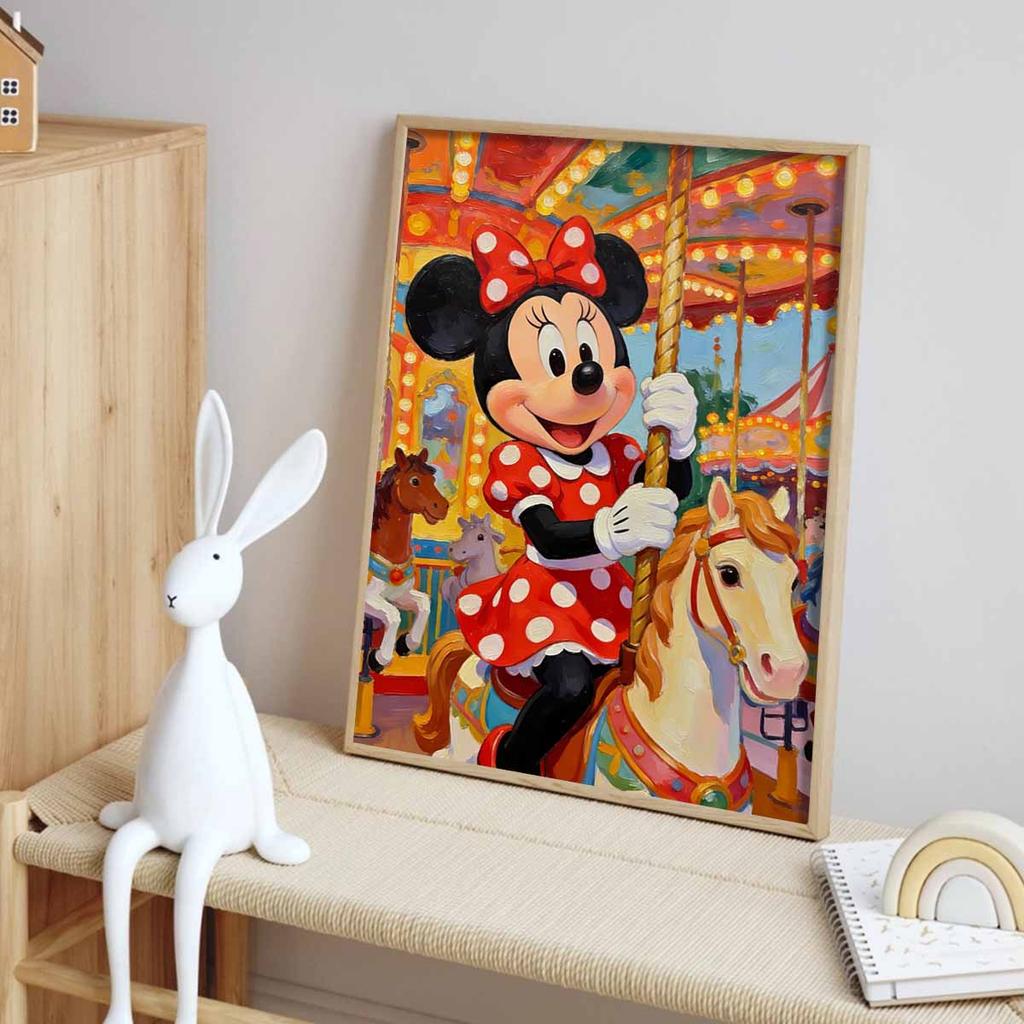 Disney Diamond Painting Kit 5D Full Round Diamond DIY Crafts Home Decoration Creative Gift Minnie Mouse Carousel Joyful Ride