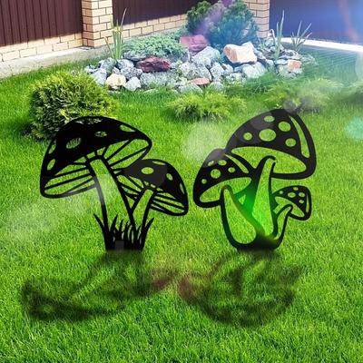 1 Stück Gartenpilz-Dekoration – große Metallstäbe mit ausgehöhlter Silhouette, dekorative Gartenkunst für stilvolle Gartendekoration