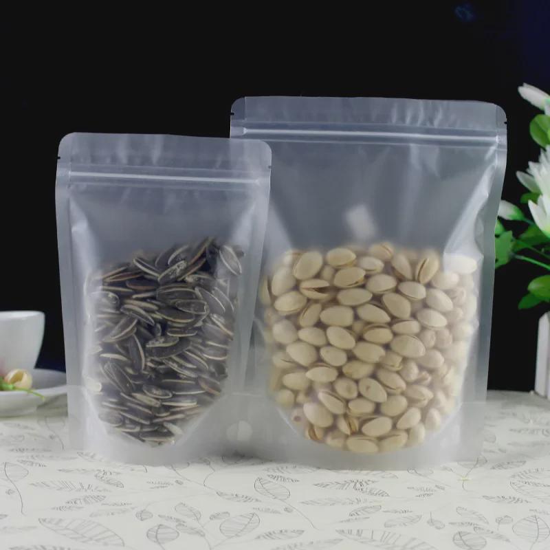 Thick Transparent Frosted Ziplock Bag for Dried Fruit and Tea Packaging