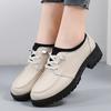 New Autumn and Winter Mid-heel Genuine Leather Casual Lazy Leather Shoes Black Thick-heeled Work Shoes Versatile Thick-soled Women's Shoes
