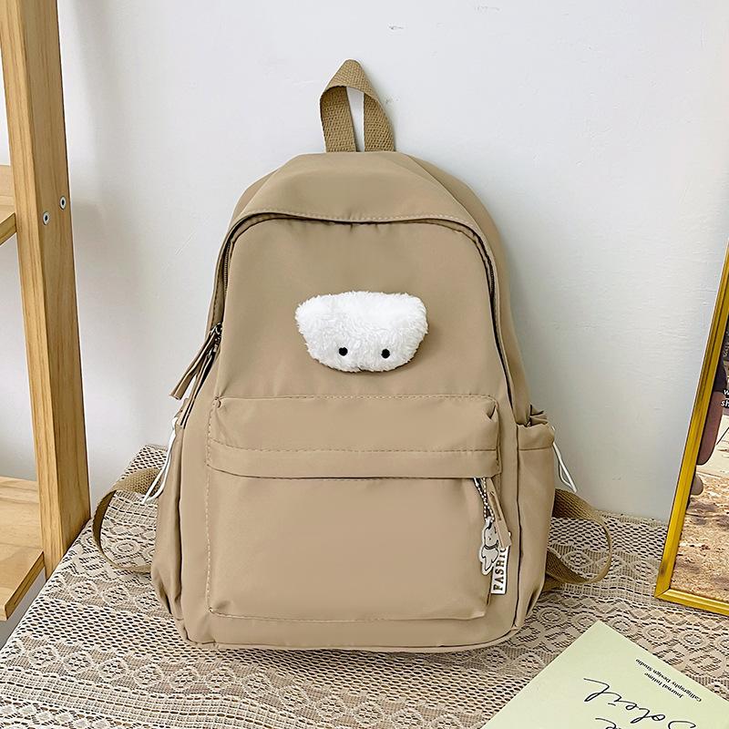 Schoolbag female college student Japanese minimalist style solid color light backpack Mori soft sister college middle school student backpack