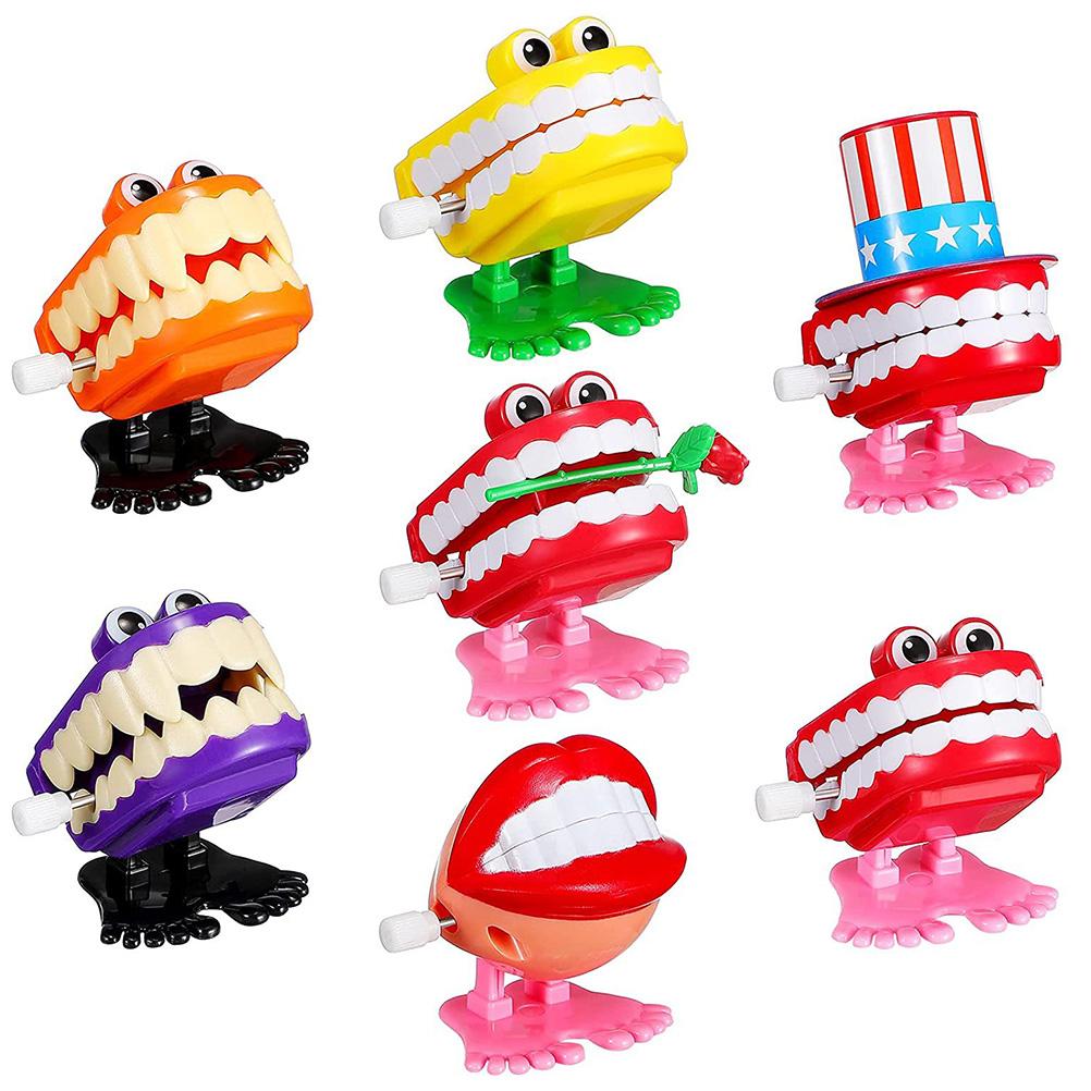 7Pcs Chattering Teeth Wind Up Toy Walking Teeth Novelty Gags Joke Toys Halloween Christmas Party Desktop Decoration Gifts