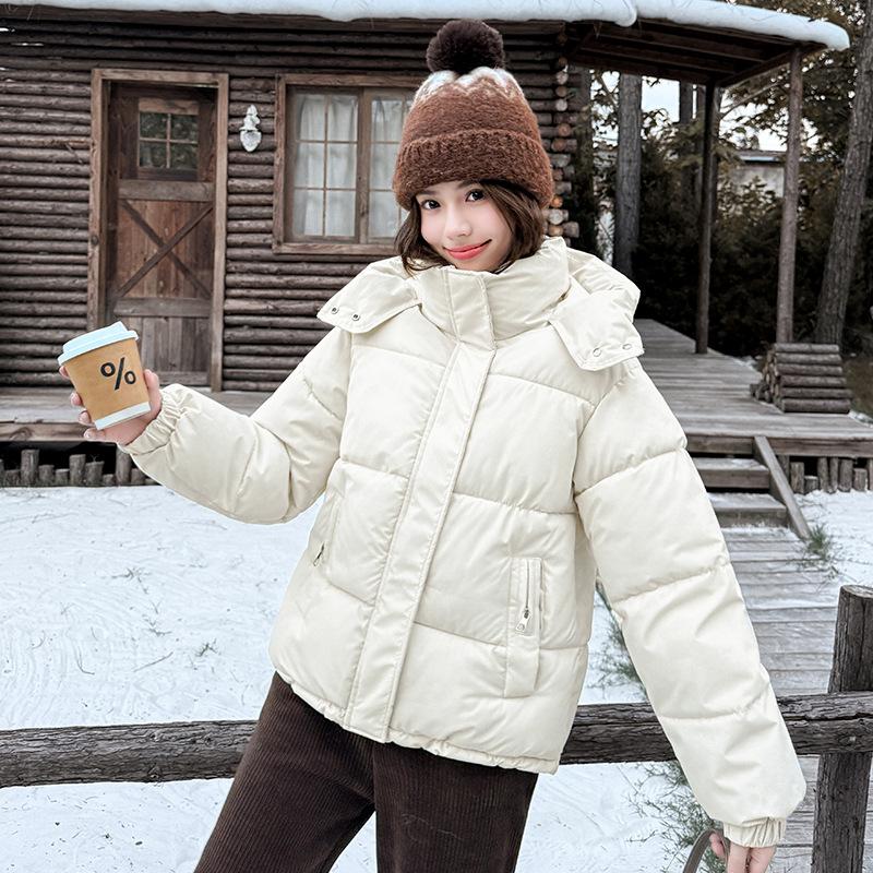 Winter Damen Kurze Verdickte Thermische Baumwolljacke mit Kapuze