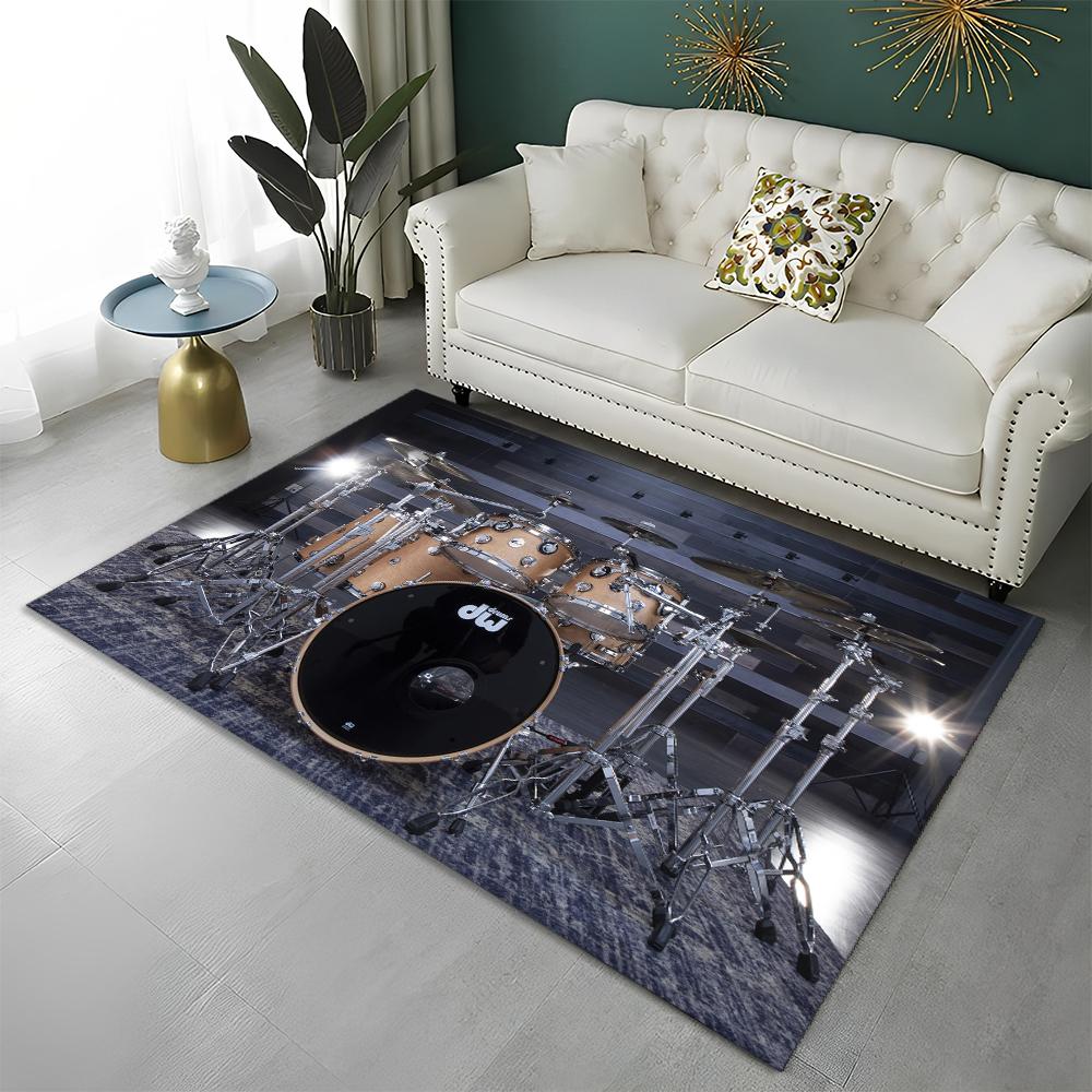 Music Instruments Drum Kit  Drum Set Carpet Rug for Home Living Room Bedroom Sofa Doormat Decor,kids Area Rug Non-slip Floor Mat