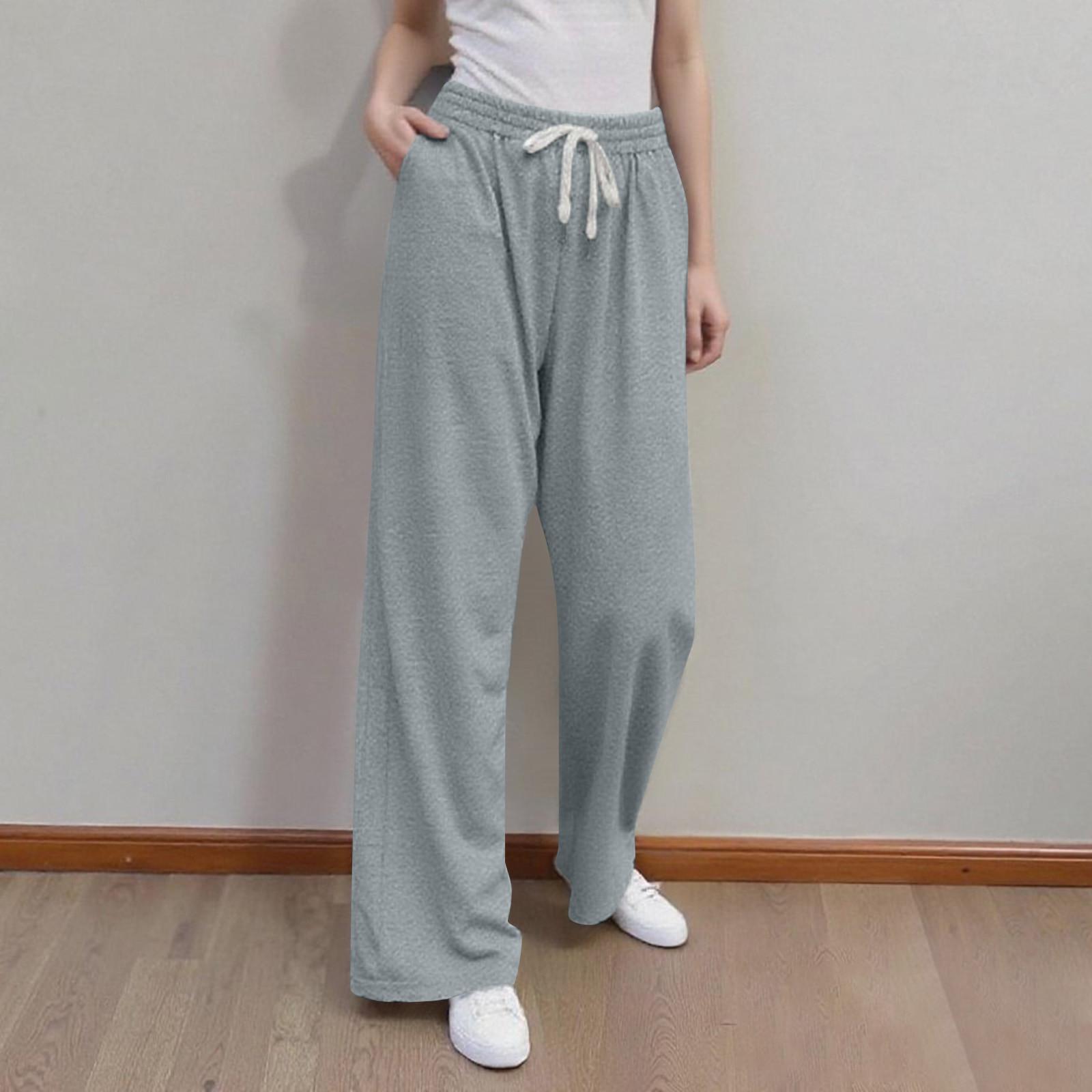 

Women s Wide Leg Sweatpants Casual High Waist Loose Straight Track Pants Drawstring Sports Jogging Pants With Pockets XL
