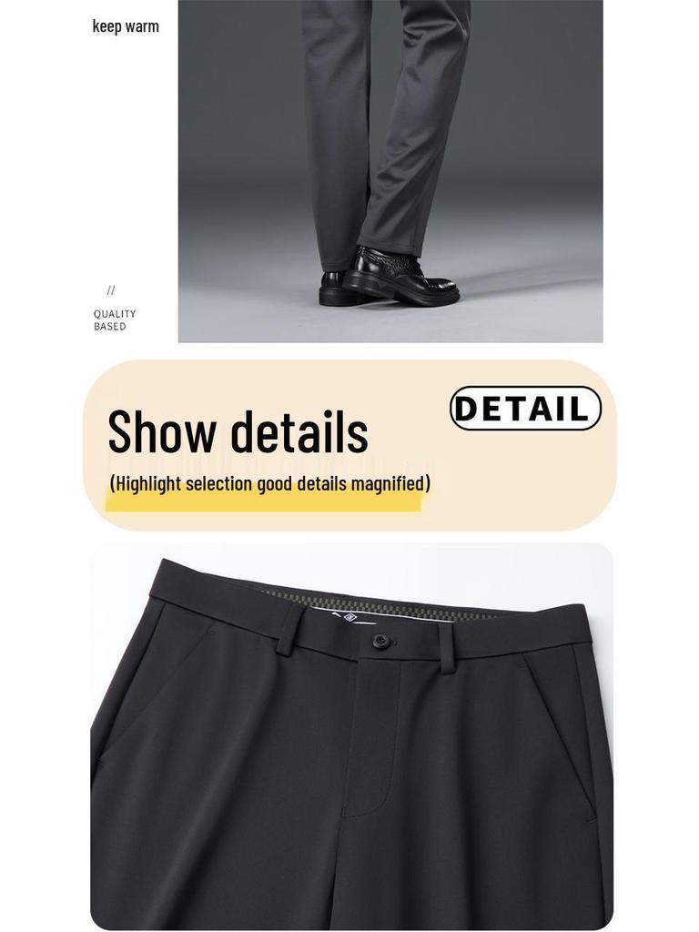 Men's High-Quality Mulberry Silk Business Casual Pants – Non-Iron, Elastic, Straight Leg for Spring/Summer