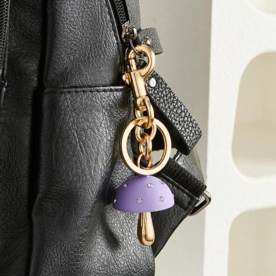 Keychain Mushroom Shape Fade-Resistant Alloy Keyring Backpack Key Holder Women Bags Cars Keys Decoration