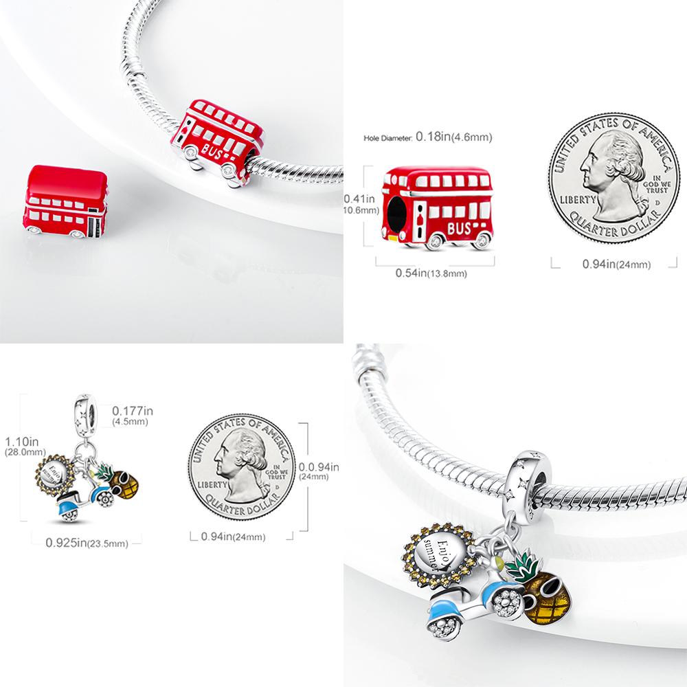 925 Silver Headset Game Machine Motorcycle Pendant Charm Bead Fit Original Bracelet Necklace Diy Female Jewelry Gift