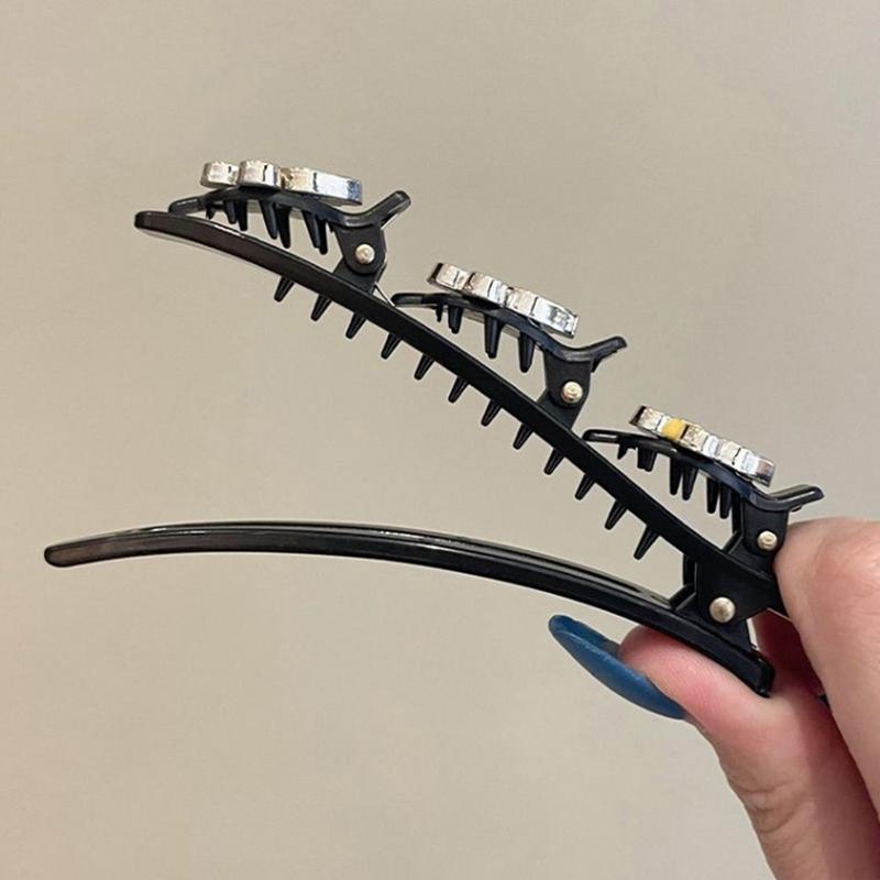 Sparkling Crystal Stone Braided Hair Clips Double Bangs Braided Barrettes Hairpins Women Girls Headwear Hair Styling Accessories