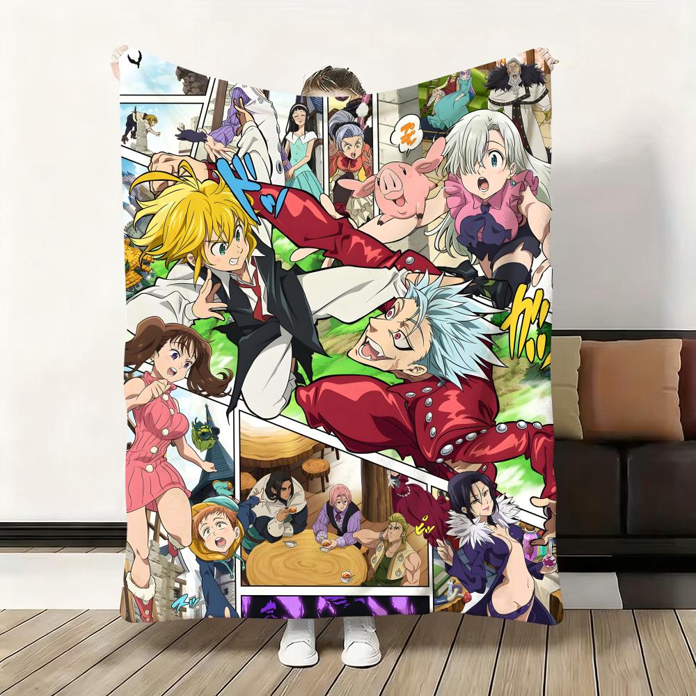 Anime S-Seven Deadly Sins Throw Flannel Fluffy Soft Blanket Warm Skin-Friendly Throw For Sofa Bed Office Nap Winter