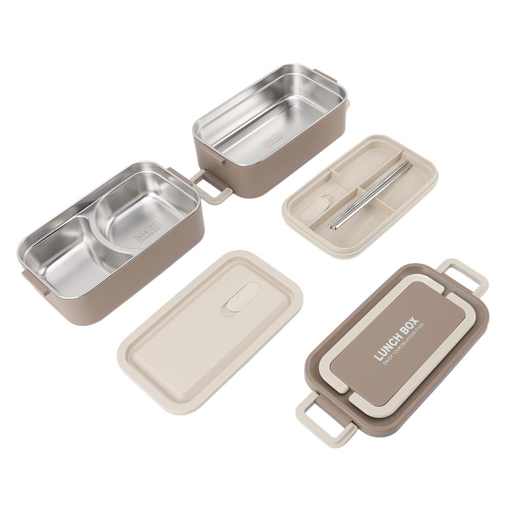 2 Tier Stackable   Box 304 Stainless Steel Insulated Lunch Containers Lkproof Compartment Portable Food Container for School
