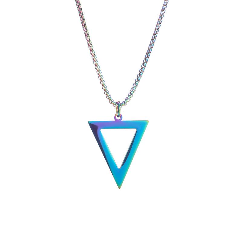 Titanium Steel Geometric Triangle Necklace Men's Geometric Pendant Cool Style Jewelry