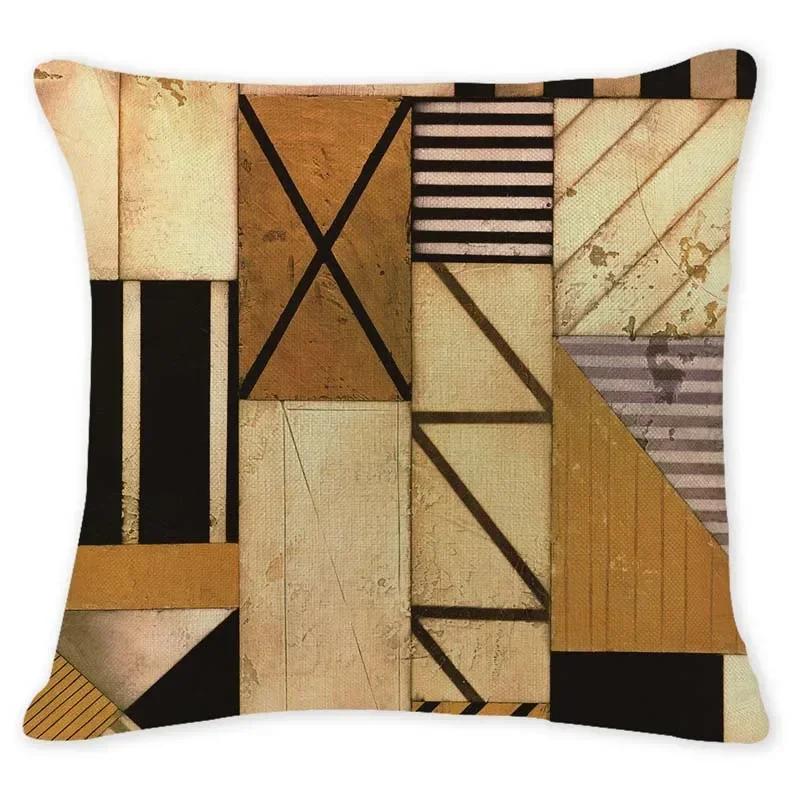 Retro Ethnic Geometry Decorative Cushion Cover Cotton Linen Textile Printed Throw Pillowcase for Car Sofa Bed Home Decor 45X45CM