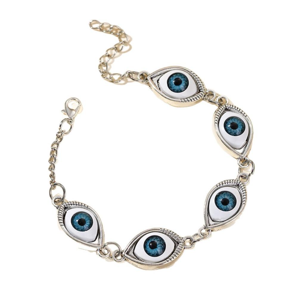 Gothic Acrylic Blue-eyed Evil Eye Bracelets for Women Men Halloween Party Retro Amulet Vampire Scary Jewelry Accessories Gifts