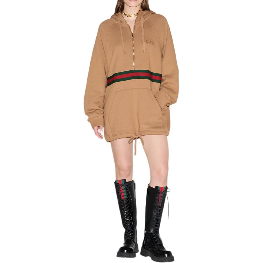 Gucci Jersey Quarter Zip Drawstring Sweatshirt Dress 798683-XJGS1-2323