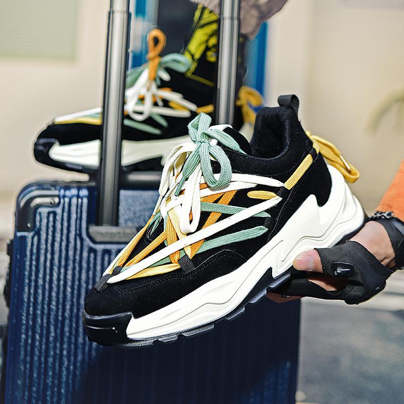 

2025 new autumn lace-up running shoes platform height increase student versatile casual dad shoes men s versatile dad shoes 45 чорний