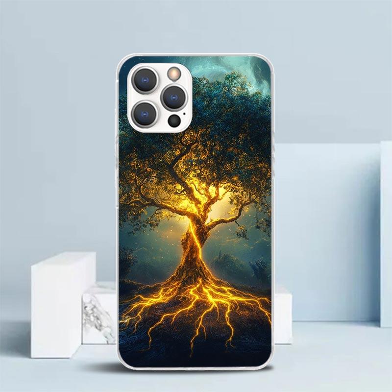 Tree of Life Space Soft Cover for iPhone 16 17 Air 15 14 Pro Max 16E Phone Case 13 Mini 12 11 7 SE 8 Print Pattern Fit Cases 16