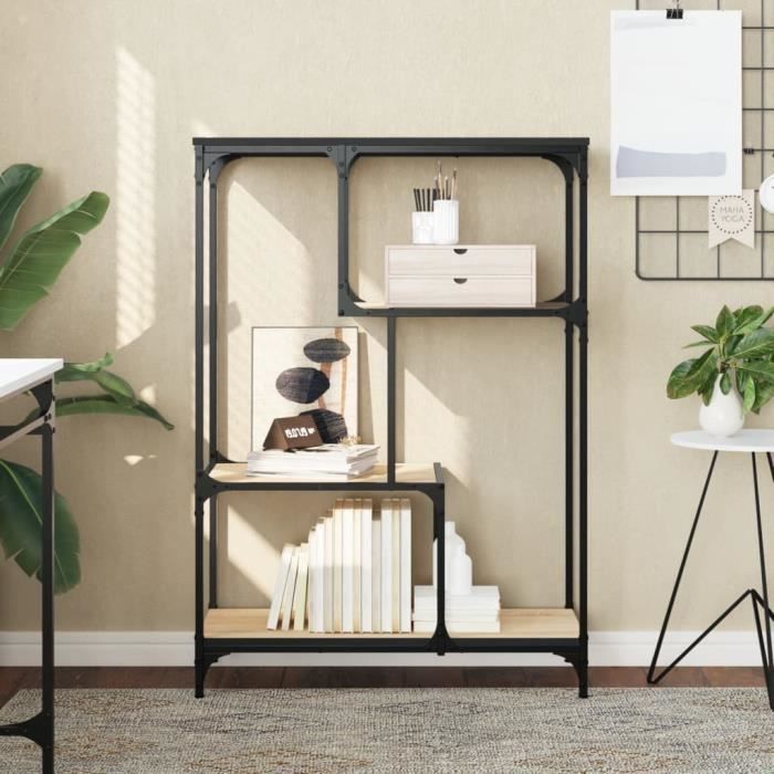 VidaXL Bookcase Sonoma Oak 81x36x115 Cm Engineered Wood and Steel 835405