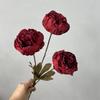 3heads Peony Cored Peony Artificial Flower Fake Rose Wedding Living Room Decoration