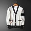 Men's Autumn Patchwork Cardigan Sweater - Loose, Handsome Hong Kong Style Knitted Coat