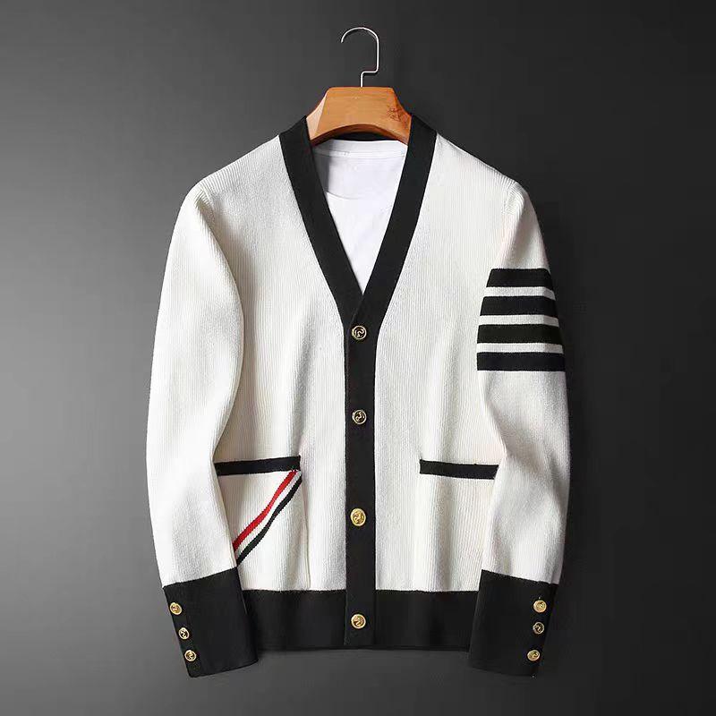Men's Autumn Patchwork Cardigan Sweater - Loose, Handsome Hong Kong Style Knitted Coat