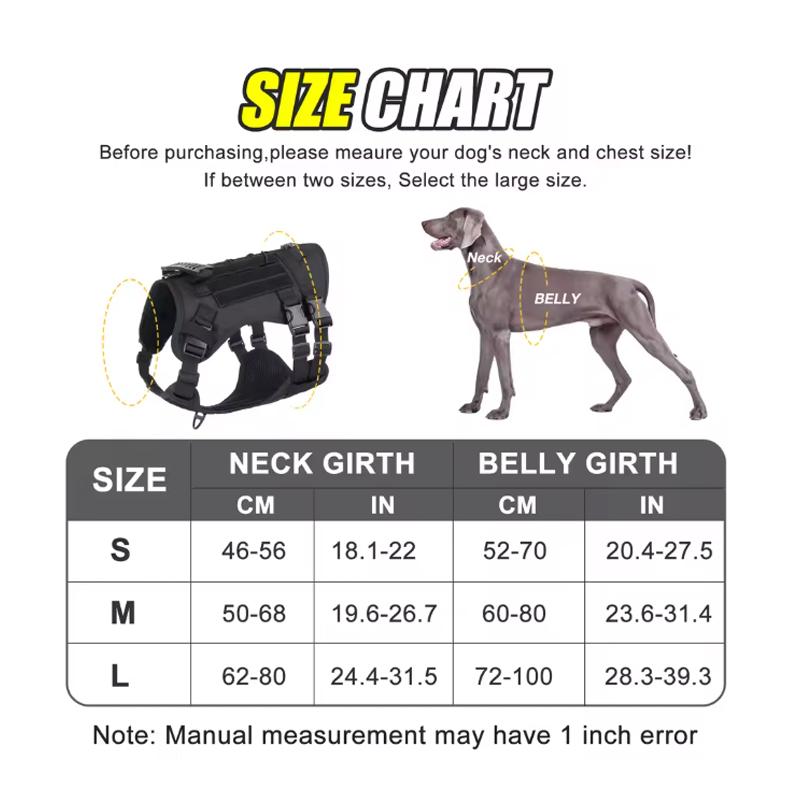 Wear-resistant Tactical Chest Strap Outdoor Waterproof Explosion-proof Punching Traction Rope Medium Large Working Dogs Training Vest with Handle