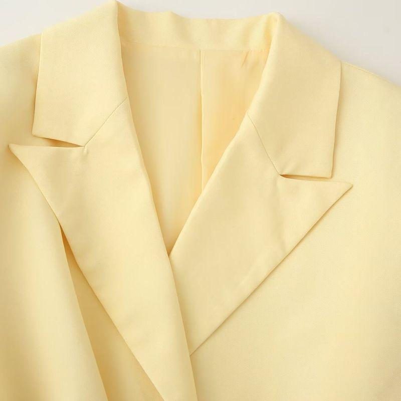 Kaslead New Women Clothes Western Style Fashion Simple Waist Hugging Lace-up Wide Shoulder Blazers