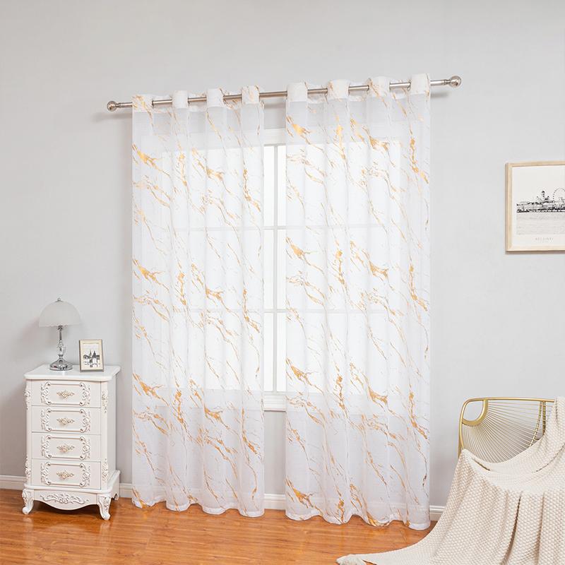 1 Panel Marmormuster Raumdekor Verdunkelungsvorhänge Waschbar Ganzjahresvorhänge Stangentasche Goldener Foliendruck