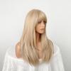 European and American Women's Long Straight Blonde Wig, Golden Gradient Straight Bangs High-Temperature Fiber Hairpiece