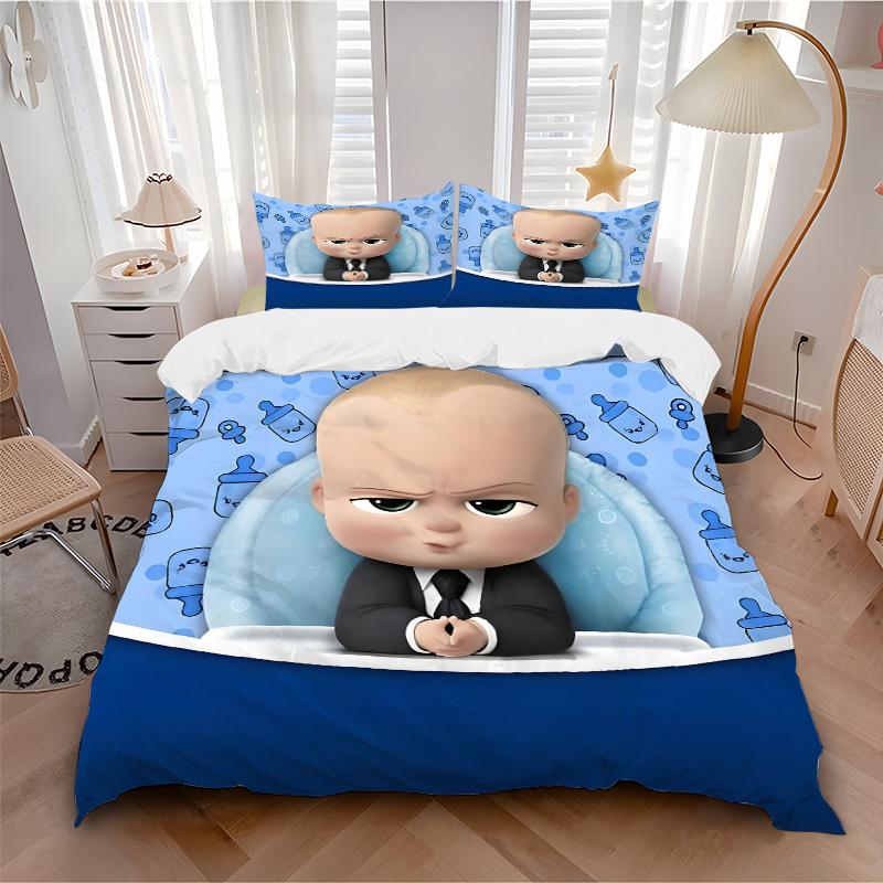 Baby Boss Theme Print 3Pcs Bedding Setduvet Cover With 2 Bedropillowcase Home Birthday Gift