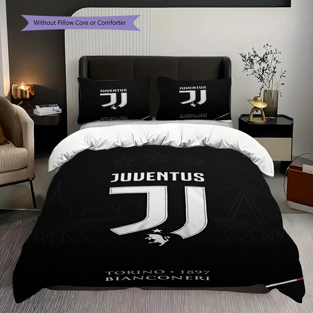 Emblema del Football Club Juventus Set da tre pezzi (1 * copripiumino + 2 * federa, senza nucleo) Copripiumino e federa Set biancheria da letto