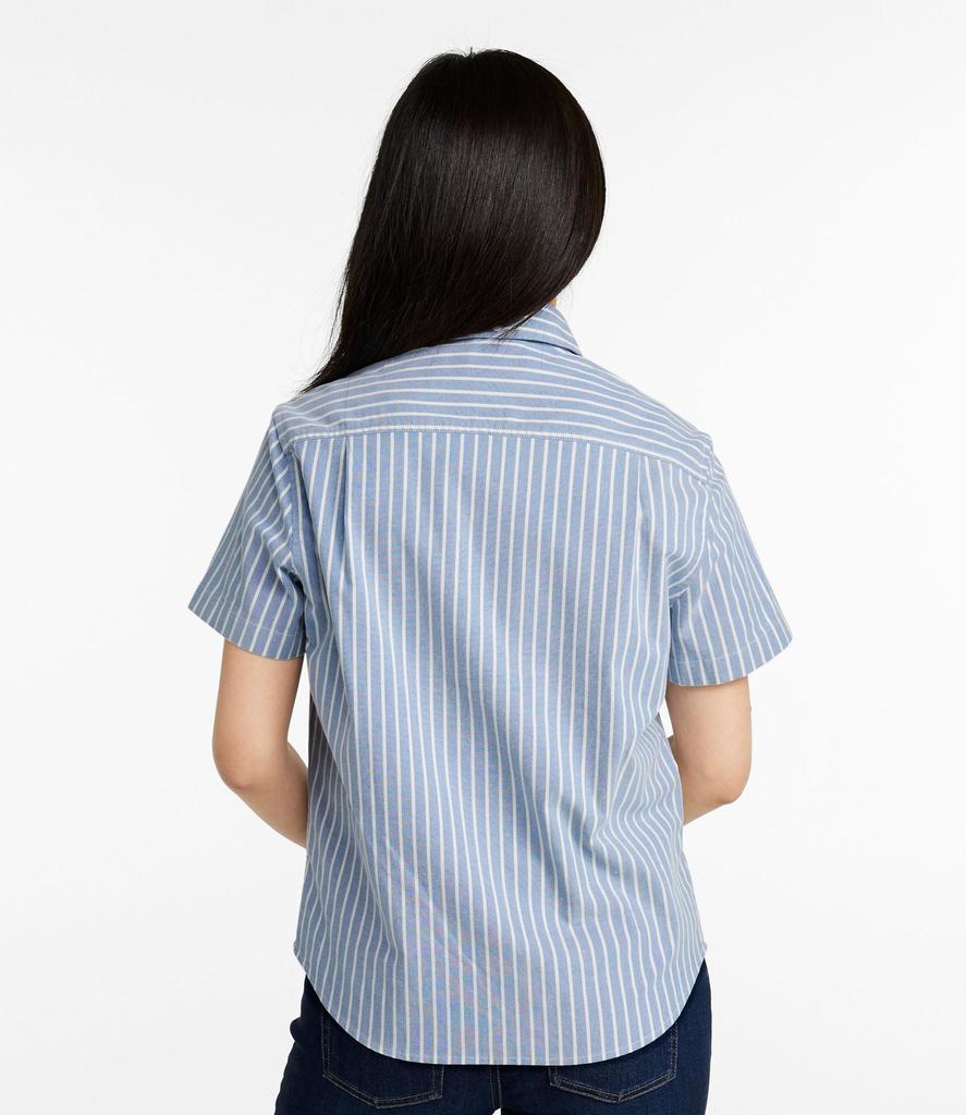 LL Bean Comfort Stretch Oxford Short Japan Bright 1000277563 Women's Shirt, Sleeve, Striped, Fit, Medium, Blue,