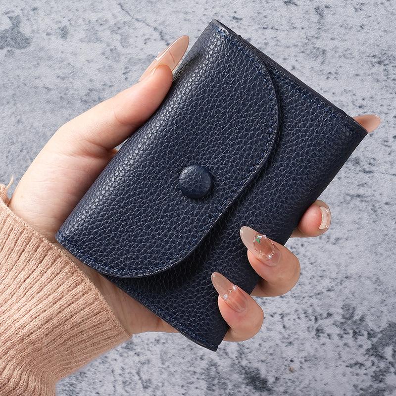 Lychee Pattern PU Leather Small Wallet & Card Holder with Coin Purse