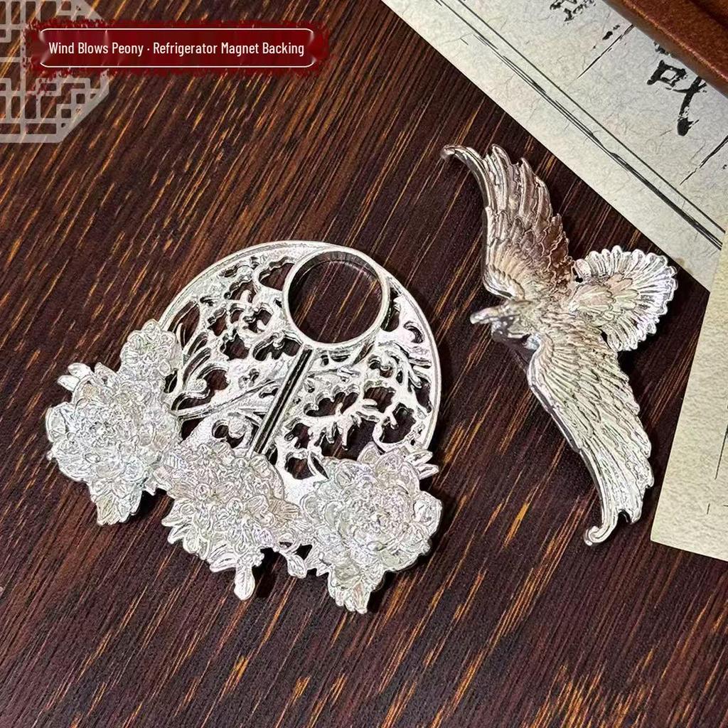 Chinese Retro Luminous Palace Lantern Refrigerator Magnets - Phoenix & Peony Tassels, Souvenir