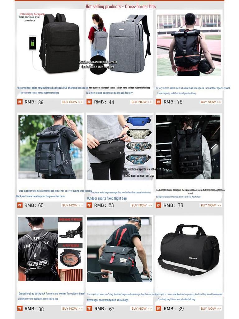 Lightweight Sports Fitness Drawstring Backpack with Printed Logo for Men
