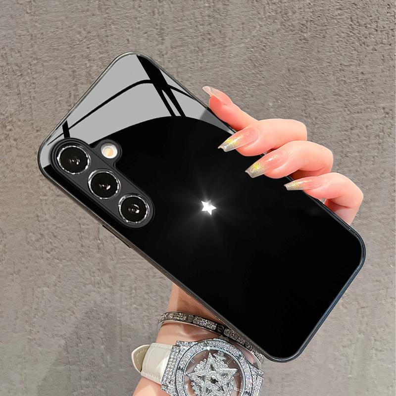 Simple and shiny five pointed star pattern tempered glass phone case for Samsung Galaxy S26 S25 S24 S22 S21 S20 fe/plus/ultra