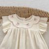 Baby Girl Summer Floral Embroidered Peter Pan Collar Short Sleeve Romper