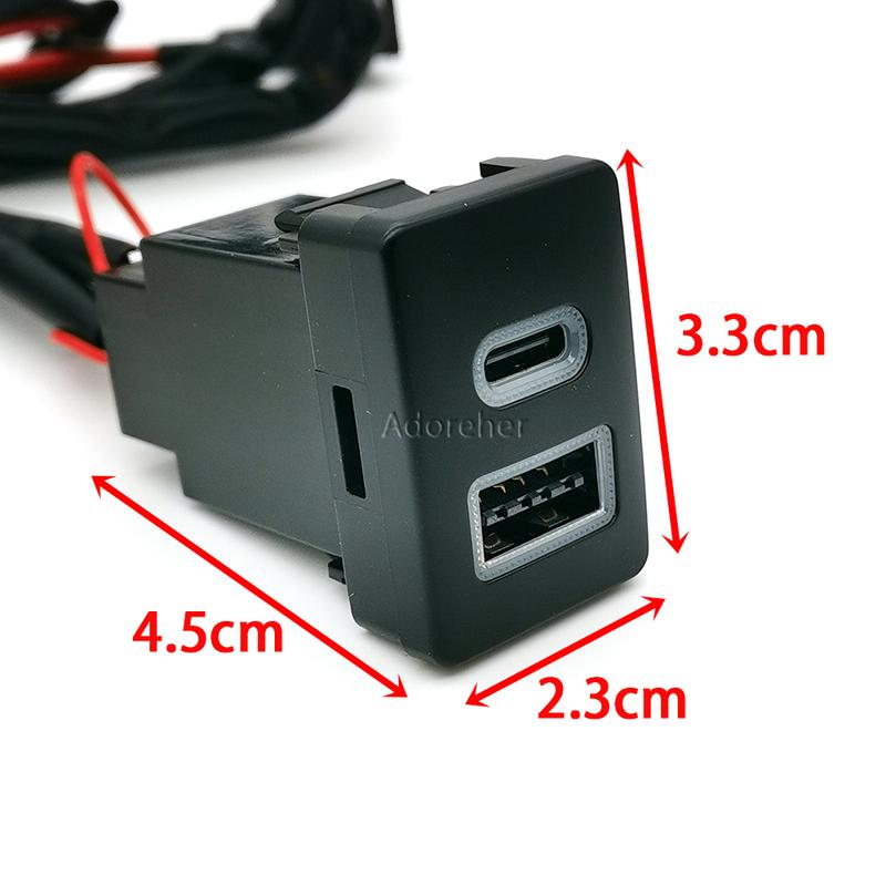 Orange LED Light For Suzuki Jimny - Car Accessories Phone Charger USB QC3.0 and Type C Port Charging Adapter