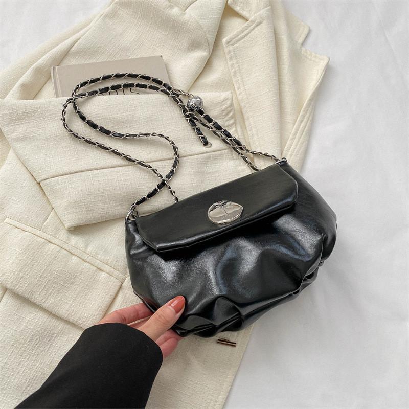 Chic Pu Leather Saddle Bag For Women Trendy Crossbody Handbag In Black And Coffee чёрный