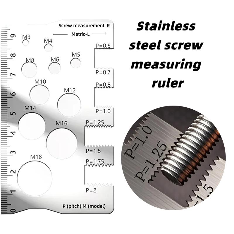 5pc Screw Pitch Stainless Steel Measuring Ruler Portable Industrial and Household Measuring Tool