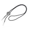 Men Bolo Tie Metal Round Flower Cowboy Hat Western Necklace Costume Accessories